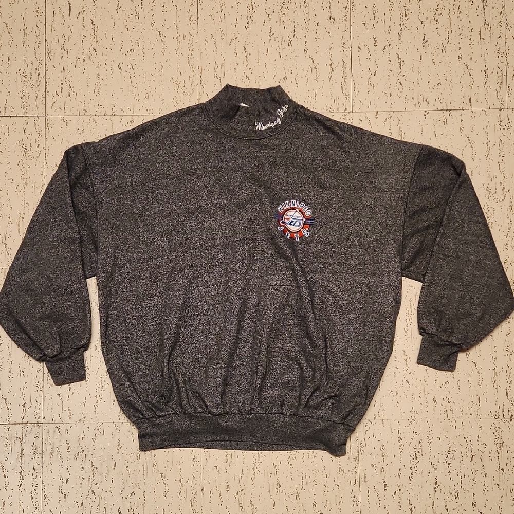 Winnipeg Jets Gray Embroidered Crewneck Sweater Vintage 90s Rare
